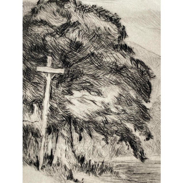 Roy Charles Fox (1908-1993) "Oak" landscape drypoint etching, pencil signed, title and numbered 3 of 10.