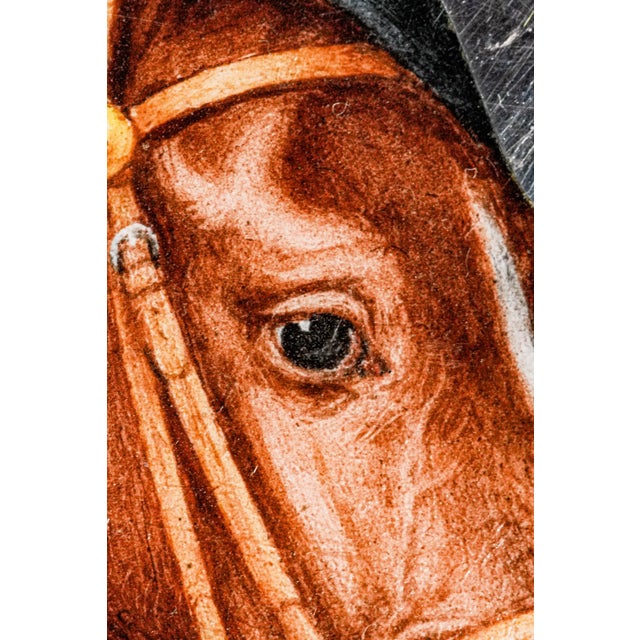 Majestic Hand Painted Antique 900 Sterling Silver Horse Equestrian Enamel Cigarette Case Tobacciana For Sale In New York - Image 6 of 16