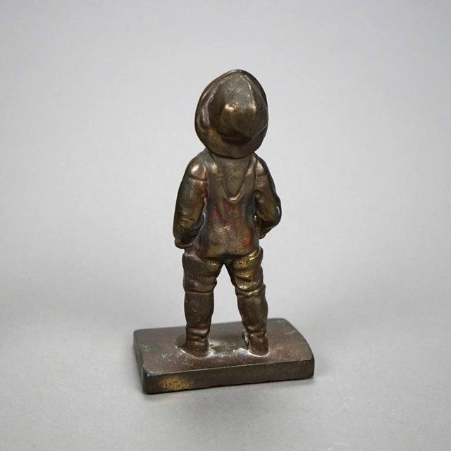 Antique Pair Bronzed Bookends, Young Boy, Circa 1920 For Sale - Image 11 of 14