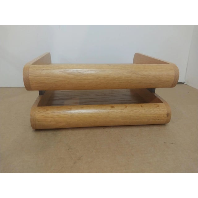 Peter Pepper Products 1980s Mid Century Peter Pepper Products Oak Danish Modern Double Letter Desk Tray For Sale - Image 4 of 6