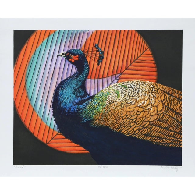 Figurative Peacock, Caroline Schultz Lithograph For Sale - Image 3 of 3
