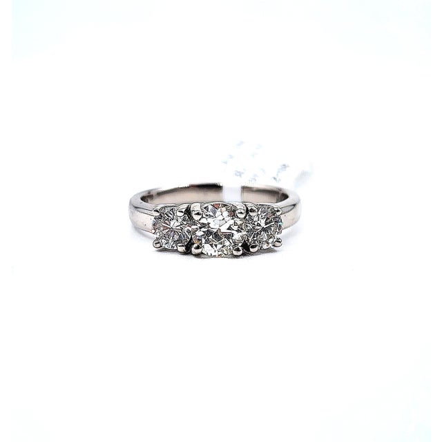 1.50 Ct 3-Stone Diamond Platinum Ring Size 6.5 For Sale - Image 9 of 9