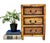 Charming, mid-late 20th century bamboo three-drawer tabletop cabinet featuring warm honey-toned bamboo framing, textured...