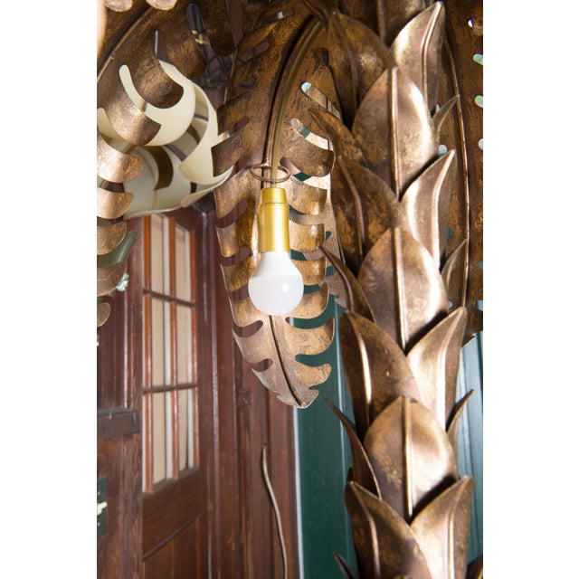 Mid-Century Modern Maison Jansen Brass Palm Tree Table Lamp, in the style For Sale - Image 3 of 12