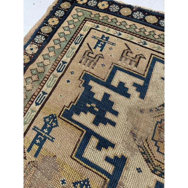 Cashew-Nude & Kiwi Antique Caucasian Lesghi Star GEM Collector's Art Piece Rug 3.5 x 5 For Sale In Milwaukee - Image 6 of 12