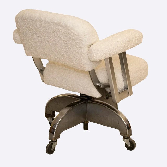 Vintage DoMore Office Swivel Chair Upholstered in White Faux Shearling For Sale - Image 4 of 8