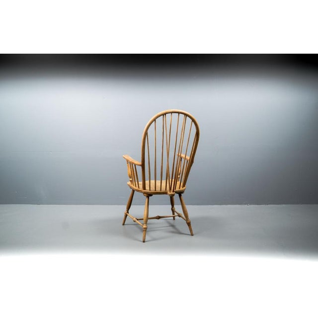 Beige Windsor High Back Armchair in Oak, 1920 For Sale - Image 8 of 18