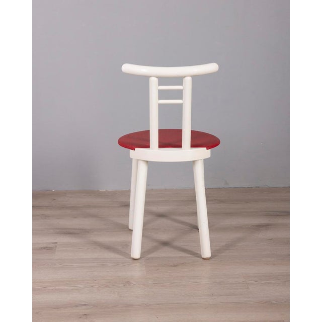 Vintage Italian Chairs in Wood and Red Vinyl, 1980s, Set of 4 For Sale - Image 6 of 17