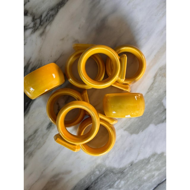Vintage Italian Yellow Ceramic Napkin Rings - Set of 8 For Sale In Seattle - Image 6 of 14