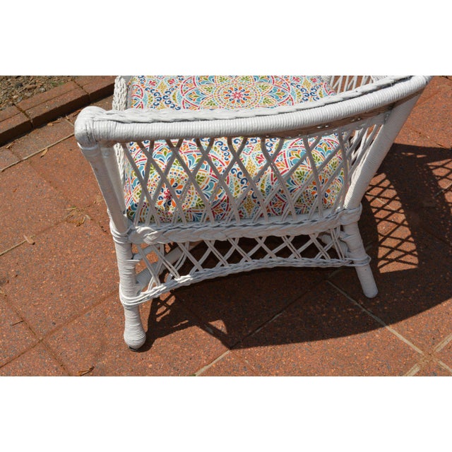 Karpen White Wicker High Back Patio Chair Chairish