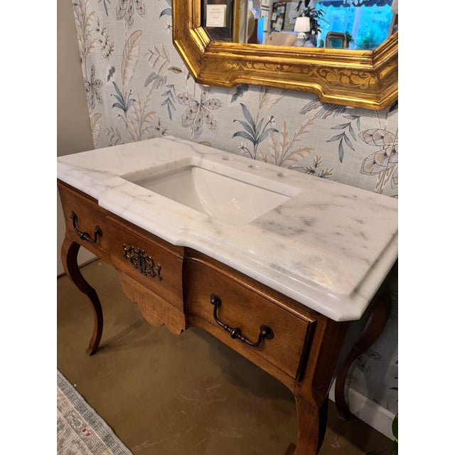 19th Century French Walnut Bath Vanity For Sale - Image 4 of 15