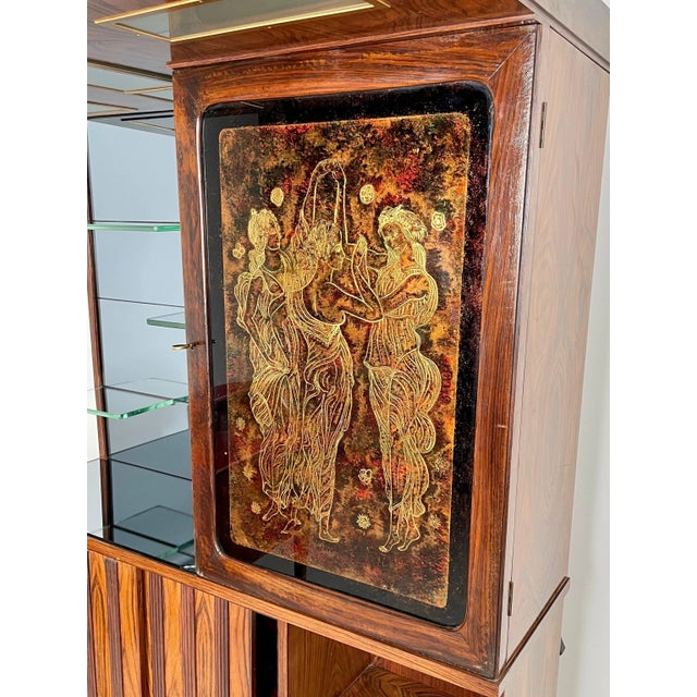 Mid-Century Modern Wood, Mirror & Glass Bar Cabinet, Italy, 1960s For Sale - Image 13 of 17