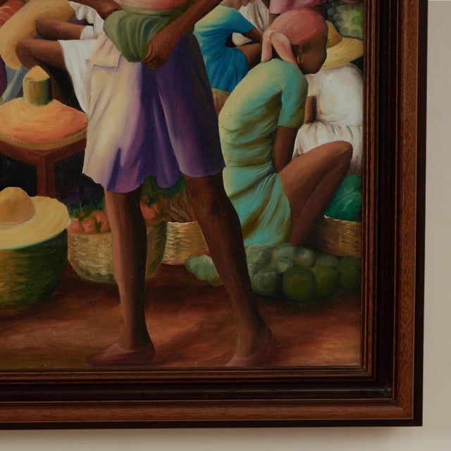 Vintage Haitian Painting of a Marketplace by Jean-Elie Brisson For Sale - Image 9 of 11