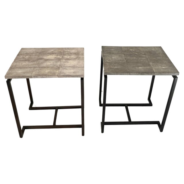 Side Tables in Galuchat, 1980s, Set of 2 For Sale - Image 9 of 9