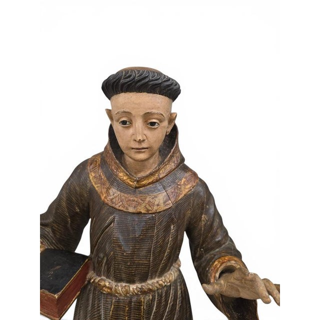 Spanish Artist, Sculpture of Saint Anthony of Padua, 1670, Wood For Sale - Image 6 of 16