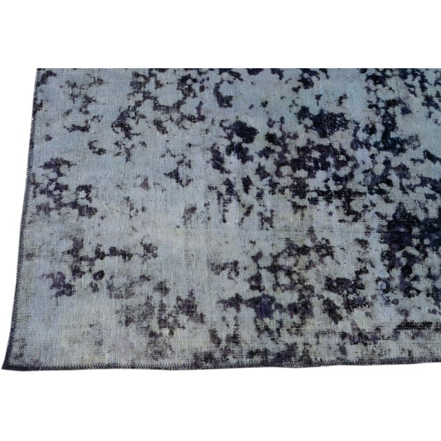 Abstract Blue Vintage Distressed Handmade Abstract Wool Rug 7'10" X 10'10" For Sale - Image 3 of 9