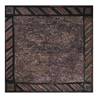 1930s Multicolor Antique Abstract Stripe Design American Hooked Folk Art Rug For Sale