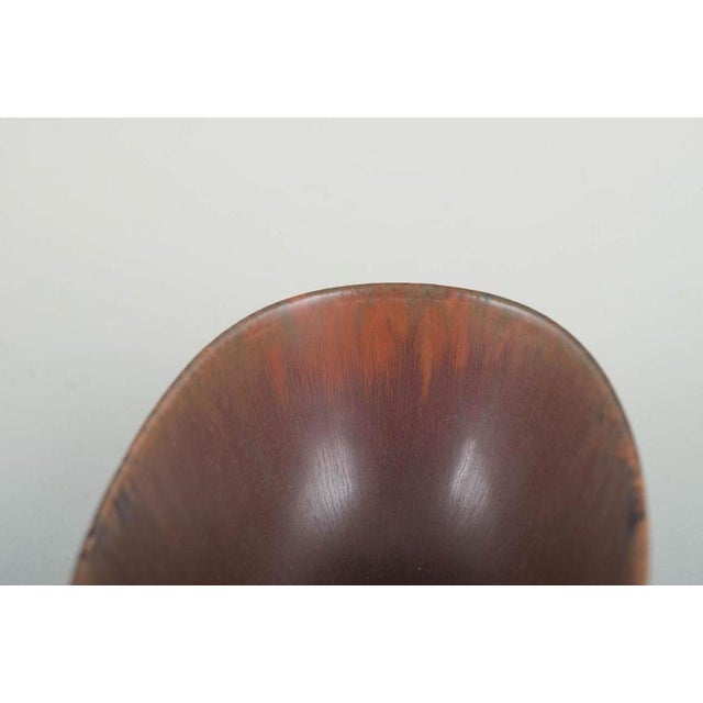 Oval Reddish-Brown Glazed Stoneware Bowl by Carl-Harry Stålhane For Sale - Image 3 of 5