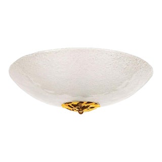 1960s Frosted Murano Glass Bowl Flush Mount For Sale