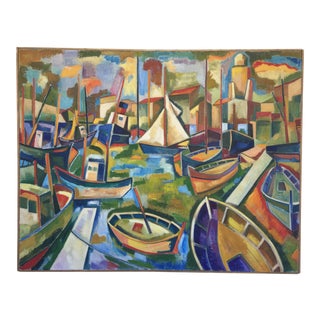 1940s Vintage Oil Painting on Canvas Painting For Sale