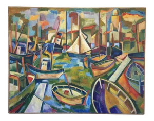 1940s Vintage Oil Painting on Canvas Painting