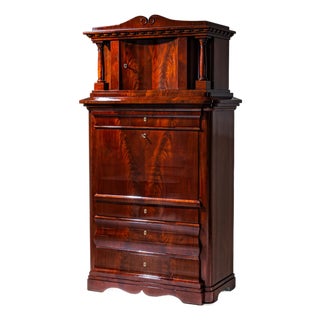 Biedermeier Mahogany Secretary Cabinet, 1830s For Sale