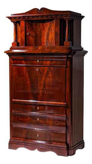 Biedermeier Mahogany Secretary Cabinet, 1830s