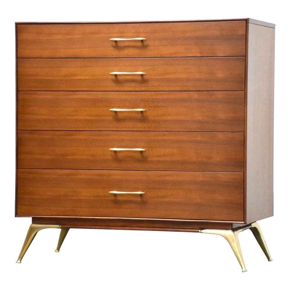 Walnut and Brass Dresser Made by Rway Furniture Chairish