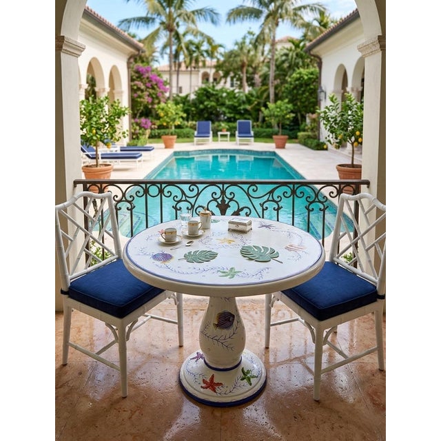Hand-Painted Italian Majolica Ceramic Round Bistro Table - Coastal Sea Life Motif For Sale - Image 11 of 11