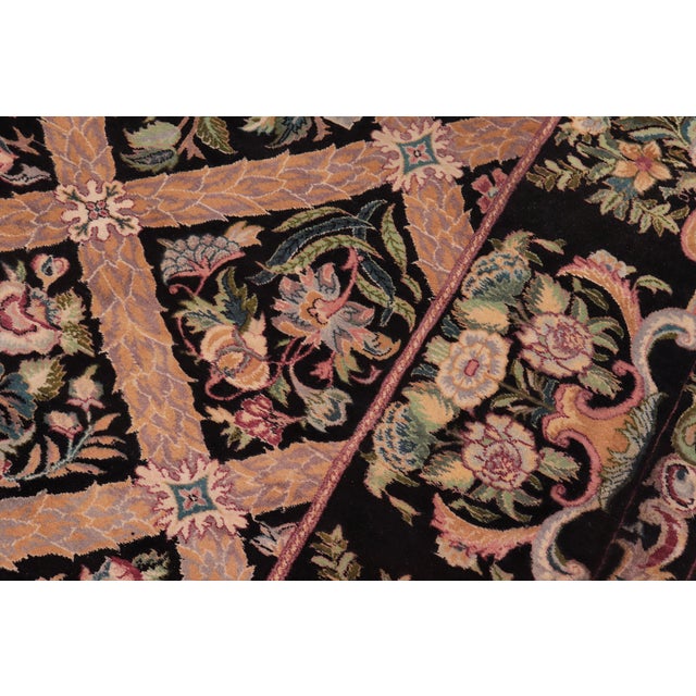 1990s Botainical Bakhtair Pak-Persian Black/Black Wool Rug - 9'2'' X 12'2'' For Sale - Image 5 of 9