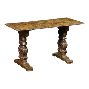Antique Italian Coffee Table with trestle Legs