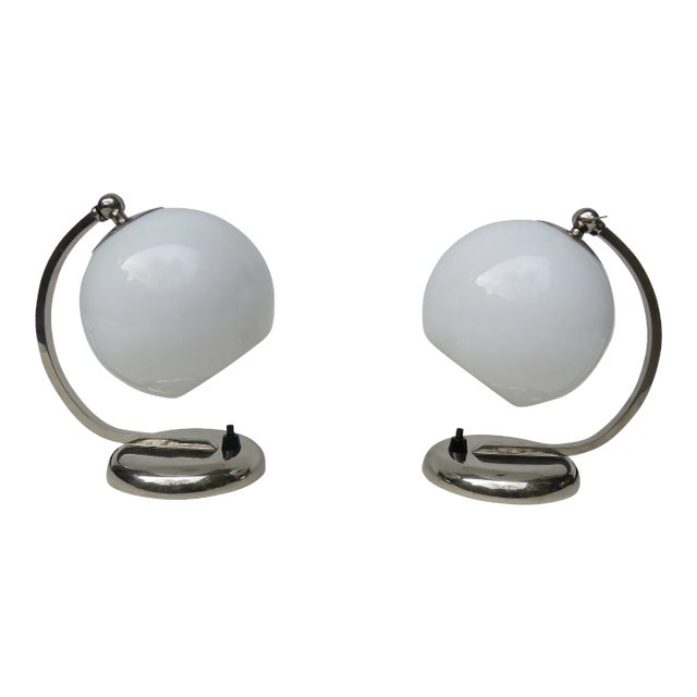 Vintage Chromed Bedside Table Lamps from WMF, Set of 2 For Sale