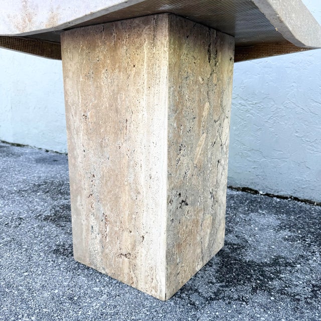 Mid 20th Century Vintage Italian Polished Travertine Side Table For Sale - Image 5 of 8