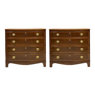 Federal Style Mahogany Banded W/ Satinwood Chests by Baker Furniture - Pair For Sale