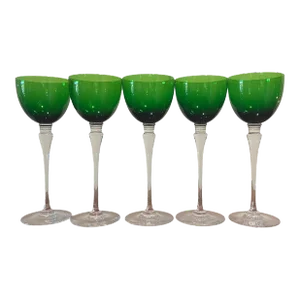 St. Louis Grand Lieu Clear Green Hock Wine 4626762- Set of 6