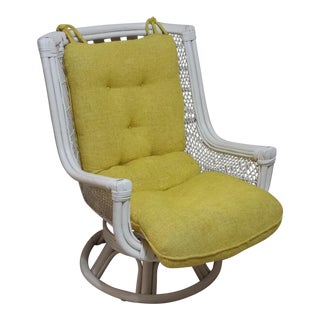 Vintage Swivel Egg Rattan Chair For Sale
