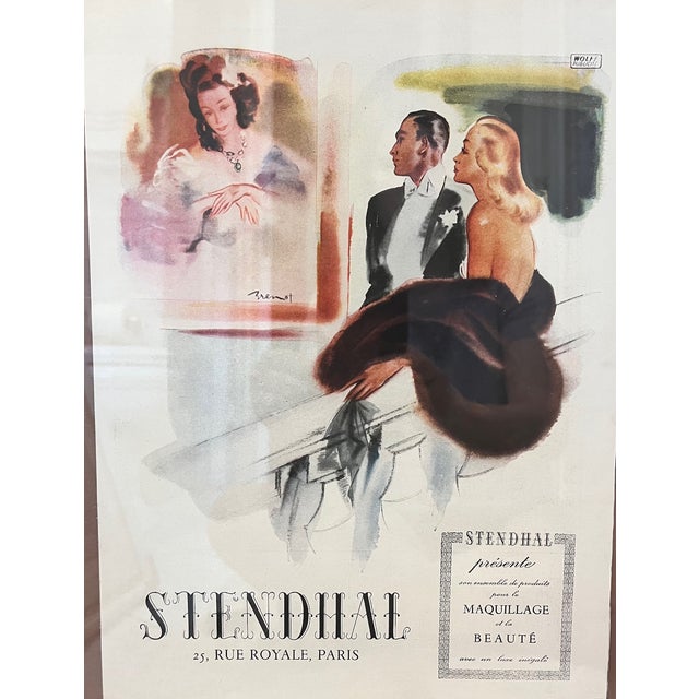 Mid 20th Century Mid 20th Century Stendahl French Perfume Advertisement - Framed For Sale - Image 5 of 7