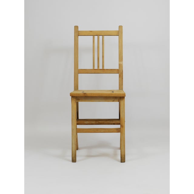 A metamorphic Arts & Crafts multi-functional convertible natural wood chair, dated around 1900. Beautifully crafted in...