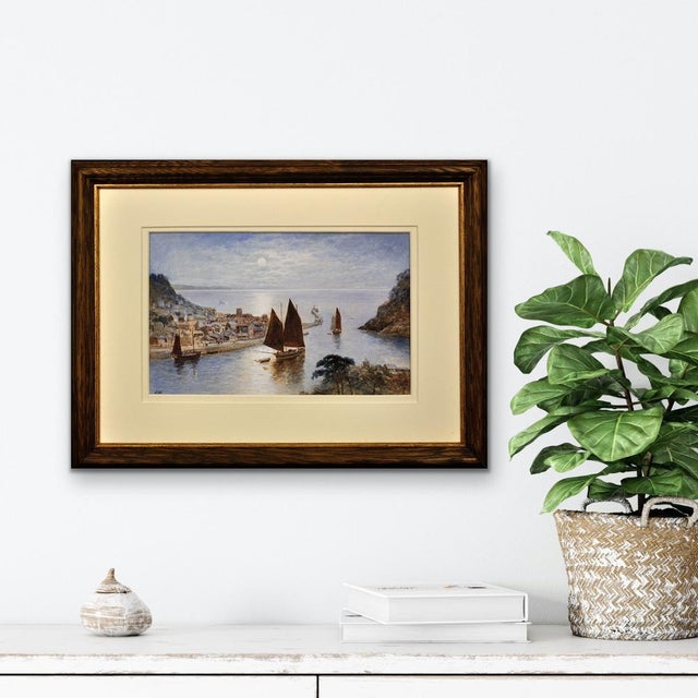 J. Wilson. Looe Town & Harbour, Cornwall, Watercolour, 1860, Framed For Sale - Image 11 of 18