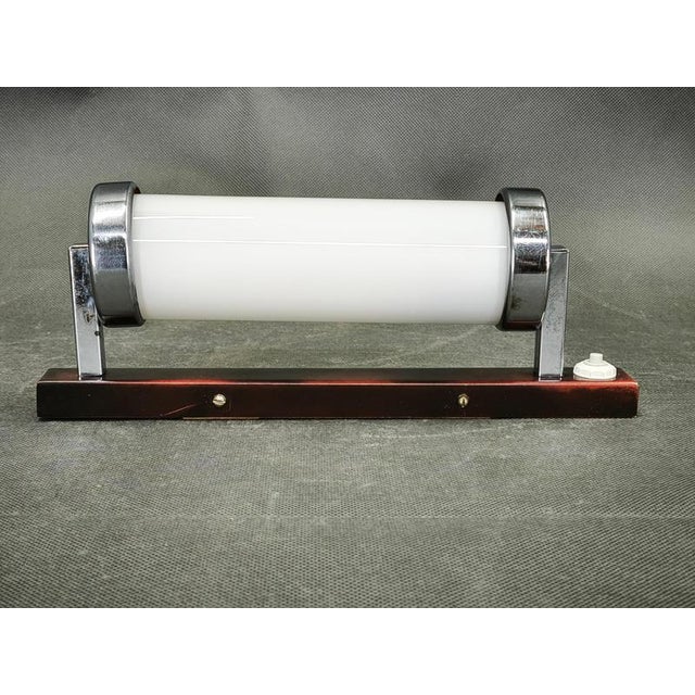 Bauhaus Chrome and Opaline Glass Wall Light, Czechoslovakia, 1930s For Sale - Image 9 of 12