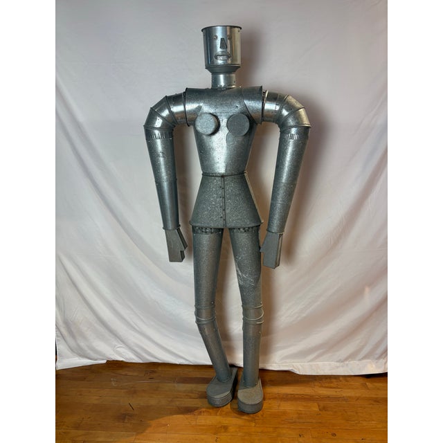 Large-Scale Industrial Galvanized Steel Robot Sculpture, Folk Art For Sale - Image 10 of 12