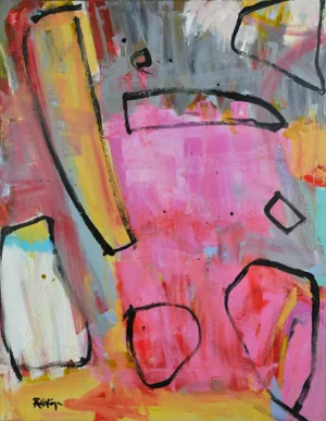 Color Fields With Doodles, Original Abstract Painting by Robbie Kemper