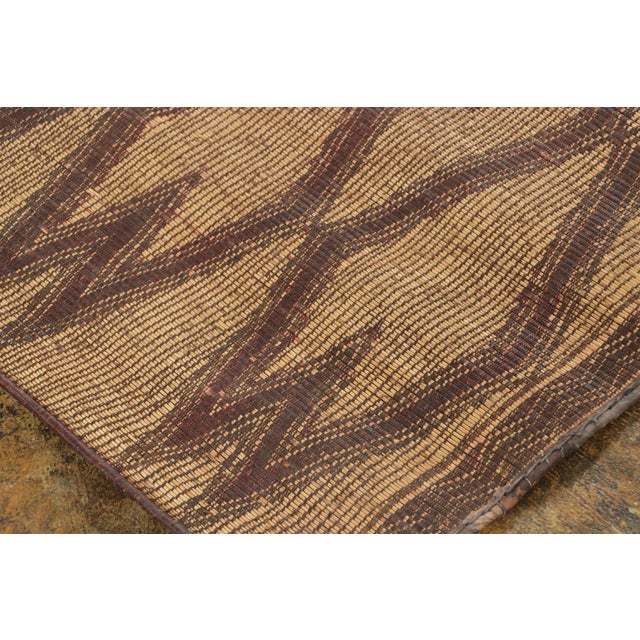 Tribal Vintage Tuareg Mat in Brown and Beige With Diamond Geometric Patterns For Sale - Image 3 of 7