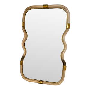 Wave Mirror in Gold “Torchon” Torciglione Murano Glass, Exclusive Design by Simoeng