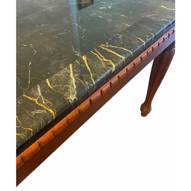Elegant Cherry Wood Side / Sofa Table W/ Stunning Marble Top For Sale In Savannah - Image 6 of 9