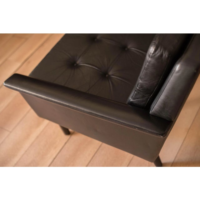 Vintage Scandinavian Rosewood and Black Leather Three Seat Sofa For Sale - Image 9 of 13