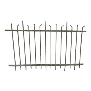 Antique Victorian Teal Iron Garden Fence Element For Sale