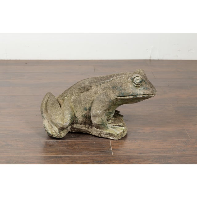 Late 20th Century American Giant Stone Frog with Patina, Originally Used as a Fountain For Sale - Image 4 of 11