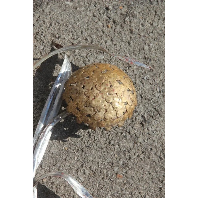 - Pair of gold-plated metal flower sconces - Made in Italy, 1950s - Handcrafted by artisans - Finished with gold and...