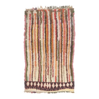 Vintage Azilal Boucherouite Moroccan Rug, 04'00 X 06'05 For Sale
